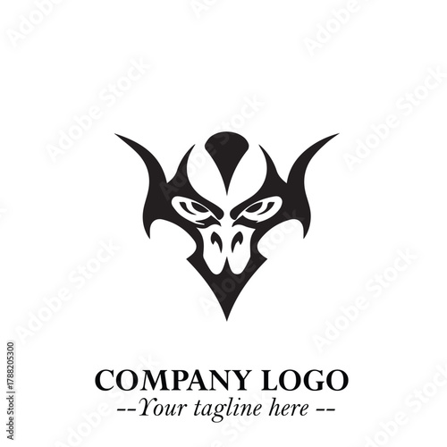Head of Vampire Logo Symbol in Black on the White Background with Gothic Horror Vector Design