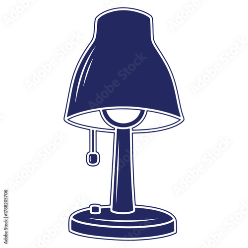 Stylish blue desk lamp vector illustration on white background perfect for bedroom office or living room designs