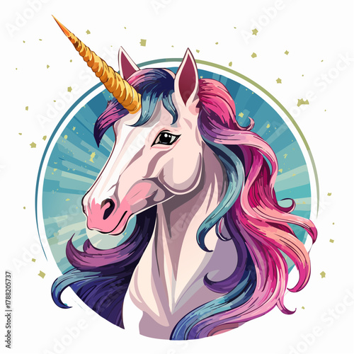 Kopf von einem Einhorn - Cartoon Comic Style