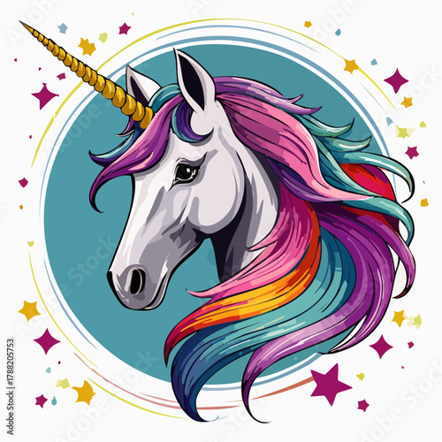 Kopf von einem Einhorn - Cartoon Comic Style