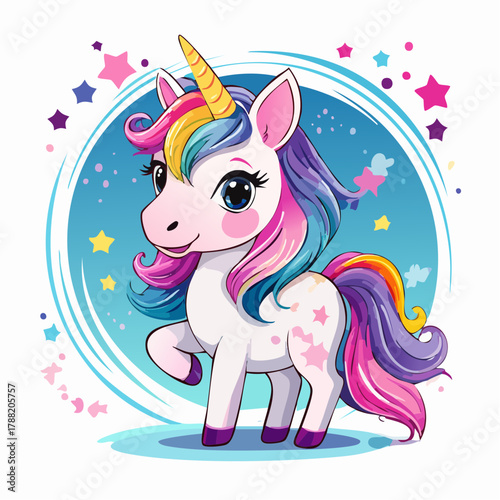 süßes Kleines Einhorn - Comic Cartoon Stil