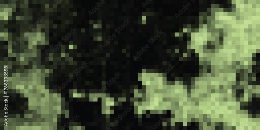 Fototapeta premium Pixelated abstract pattern in dark green and light green hues, creating a textured, low-resolution digital art effect suitable for modern backgrounds and graphic design elements