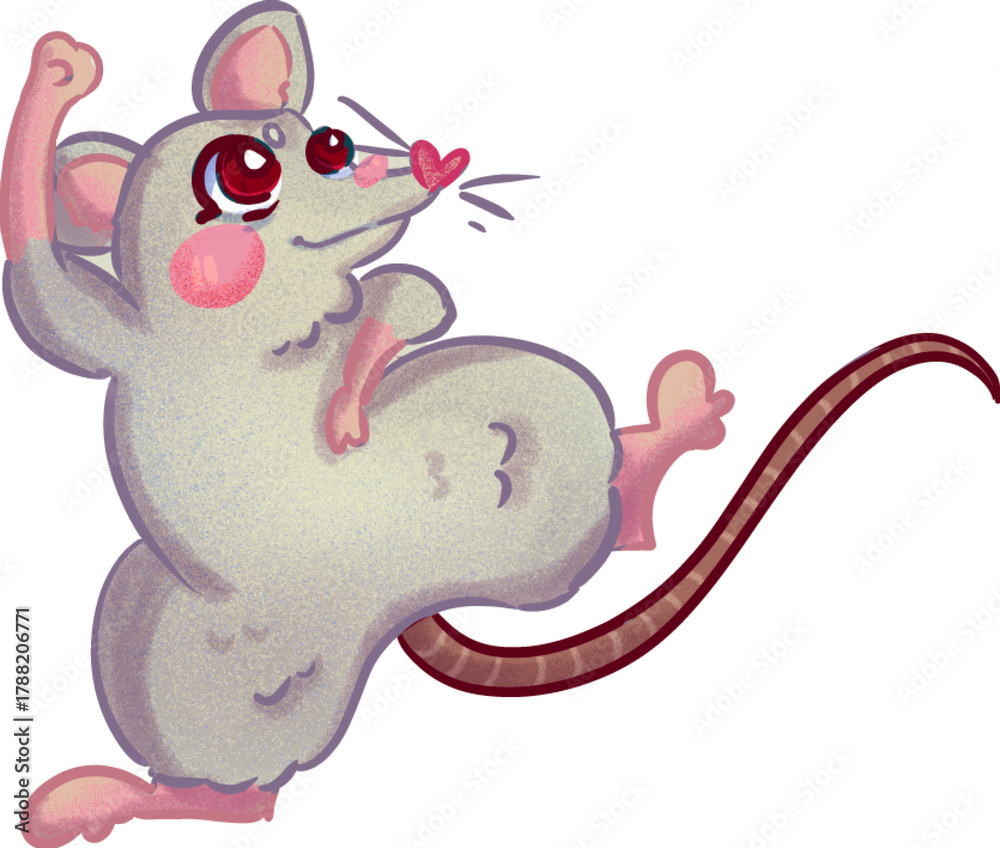 Fototapeta premium Cute dancing rat hand drawn 