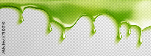 Green drip toxic background with slime halloween splash and snot liquid 3D. Paint zombie realistic with green texture and drip toxic elements for oozing illustration. Ooze design aesthetic