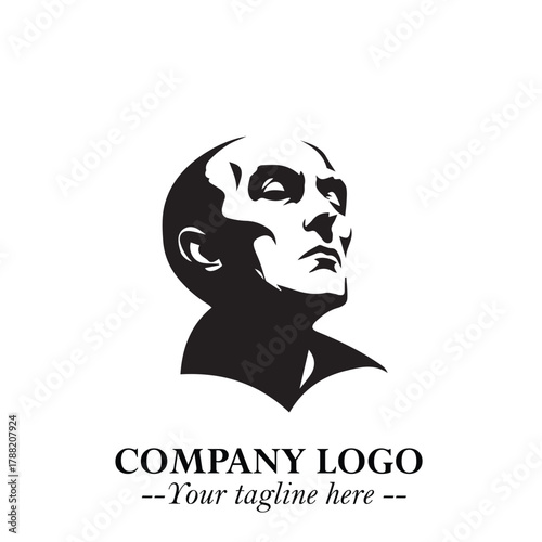 Head of Vampire Logo Symbol in Black on the White Background with Gothic Horror Vector Design