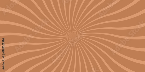Warm brown swirling sunburst background with curved radiating lines creating a dynamic retro or vintage effect for graphic design and artistic compositions