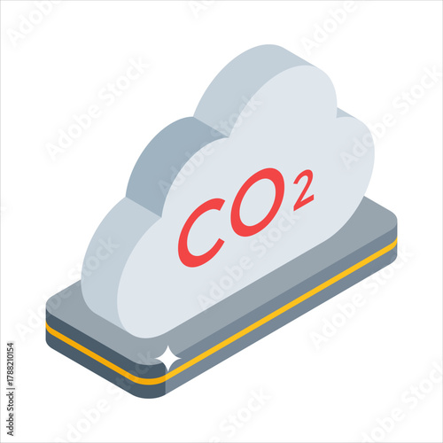 Cloud with CO2 representing harmful greenhouse gas emissions.