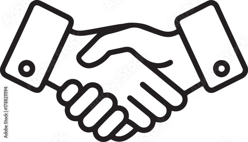Simple line art vector of two hands shaking