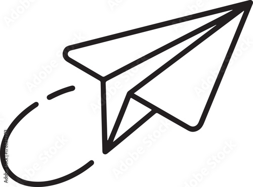 Paper airplane in mid flight loop line art illustration