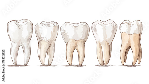 Various Tooth Heads in Row with Different Angles Vector Illustration