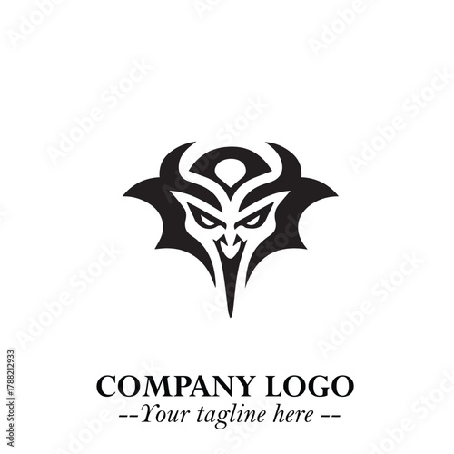 Head of Vampire Logo Symbol in Black on the White Background with Gothic Horror Vector Design