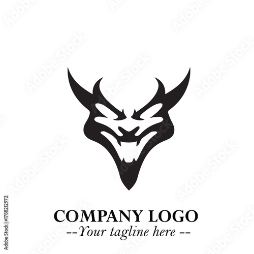 Head of Vampire Logo Symbol in Black on the White Background with Gothic Horror Vector Design