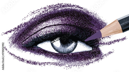 Elegant Purple Eye Shadow on White Background Vector Illustration