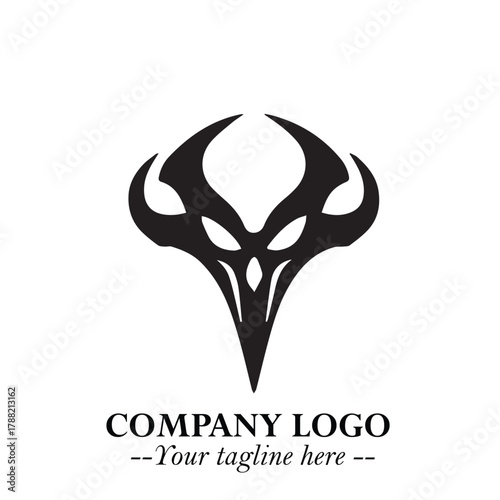 Head of Vampire Logo Symbol in Black on the White Background with Gothic Horror Vector Design