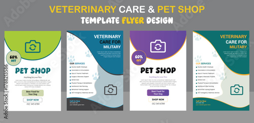 veterinary care for military flyer template design.Pet care center flyer design template or pet adoption poster design. Professional Pet Clinic Flyer Vet and Animal Care Animal Rescue and Charity Flye