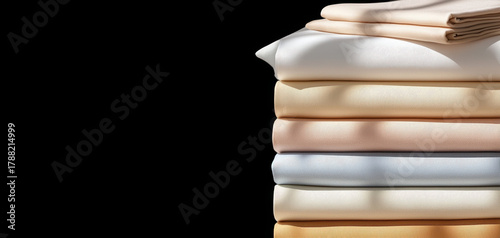 Soft fabric pastel textile folded cloth tidy stack minimal background natural light home linen smooth surface cozy material neutral color