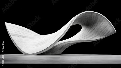 Wave concrete sculpture minimalist modern abstract architecture smooth curved monochrome gallery design