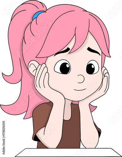 Bored Woman Reading Book Education and Emotion Cartoon Vector Illustration