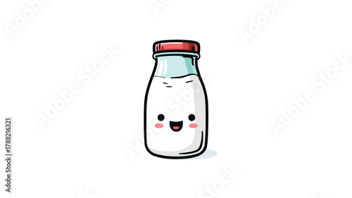 Charming Dairy Milk Bottle in Cartoon Style Vector Illustration