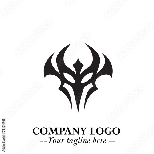 Head of Vampire Logo Symbol in Black on the White Background with Gothic Horror Vector Design
