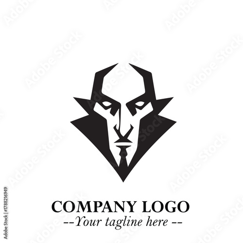 Head of Vampire Logo Symbol in Black on the White Background with Gothic Horror Vector Design