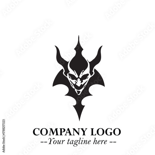 Head of Vampire Logo Symbol in Black on the White Background with Gothic Horror Vector Design