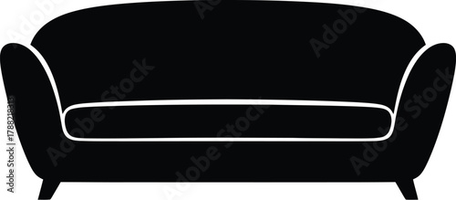 Classic black silhouette armchair with white piping detail