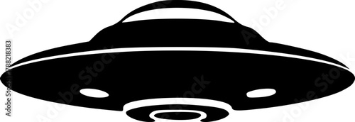 Minimalist UFO flying silhouette vector for futuristic and galaxy concept