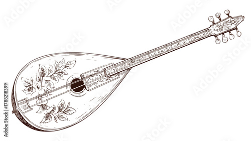Hand Drawn Balalaika Musical Instrument Vector Illustration