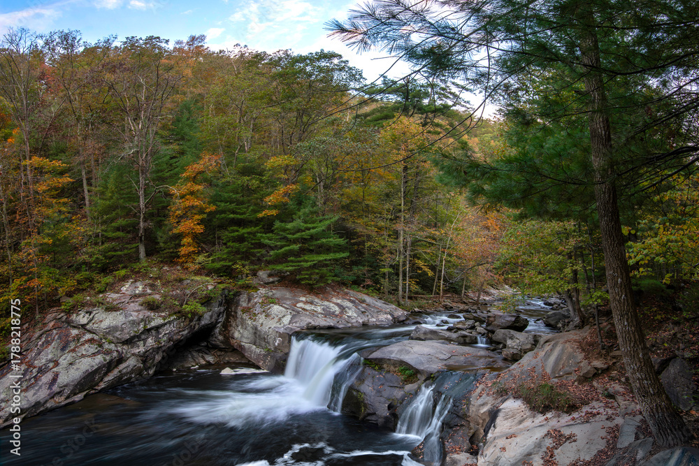 Obraz premium Majestic Baby Falls in East Tennessee showcasing vibrant autumn colors.i
