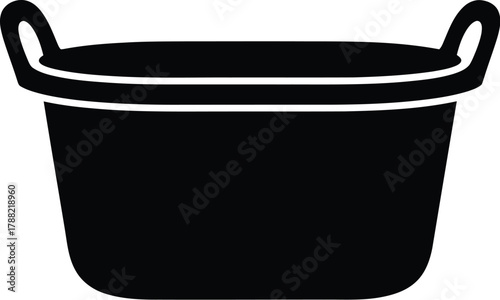 Simple black silhouette of a bucket with two handles