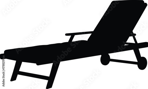 Silhouette of a black reclining lounge chair on a white background