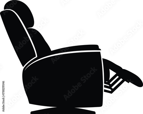 Silhouette of a recliner chair in a relaxed position