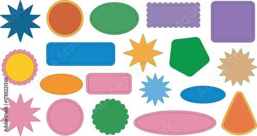 Collection of Flat Design Shapes and Icons in Various Colors and Forms