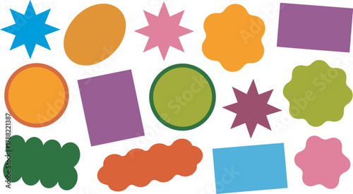 Collection of colorful geometric shapes and abstract forms