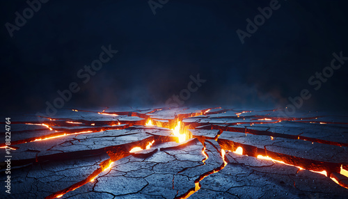 Volumetric Light Cracked Earth Lava Glow Background