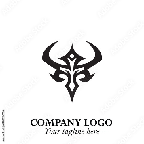 Head of Vampire Logo Symbol in Black on the White Background with Gothic Horror Vector Design