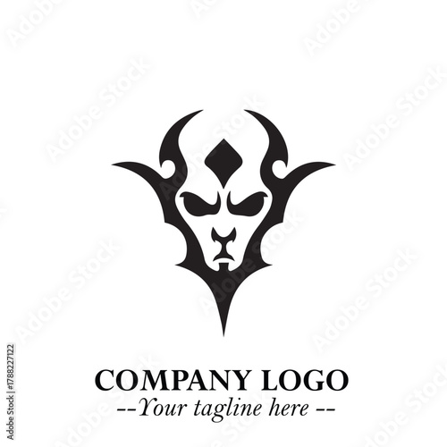 Head of Vampire Logo Symbol in Black on the White Background with Gothic Horror Vector Design