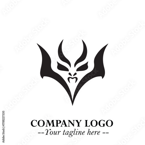Head of Vampire Logo Symbol in Black on the White Background with Gothic Horror Vector Design