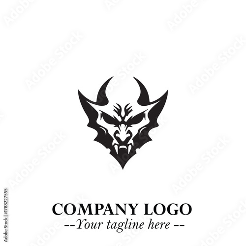 Head of Vampire Logo Symbol in Black on the White Background with Gothic Horror Vector Design