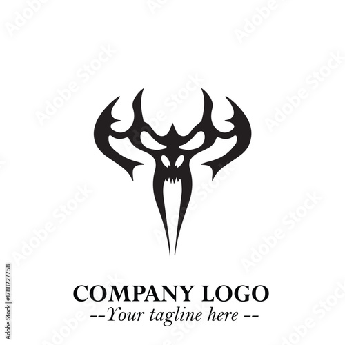 Head of Vampire Logo Symbol in Black on the White Background with Gothic Horror Vector Design