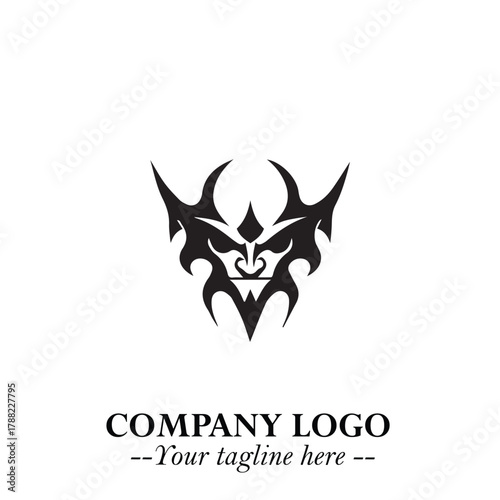Head of Vampire Logo Symbol in Black on the White Background with Gothic Horror Vector Design