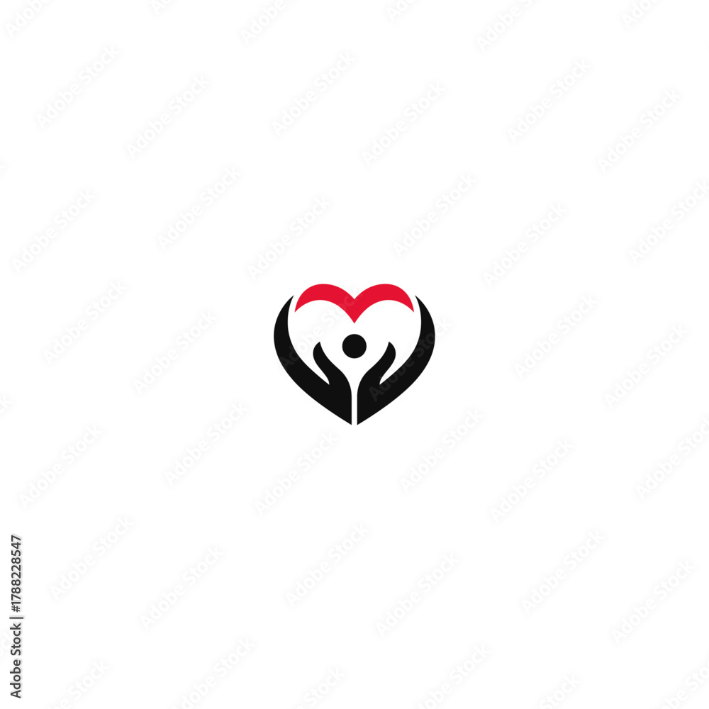 Fototapeta premium Care heart logo icon flat vector design