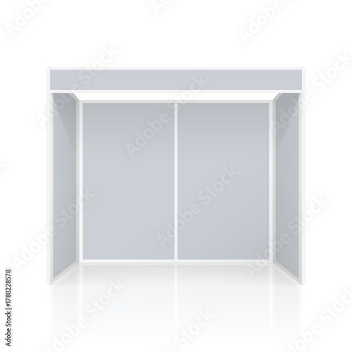 Exhibition stand for mockup. Blank rectangle room for trade show isolated vector render. 
