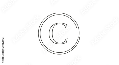 Monochrome depiction of the copyright symbol with circle border and minimal details