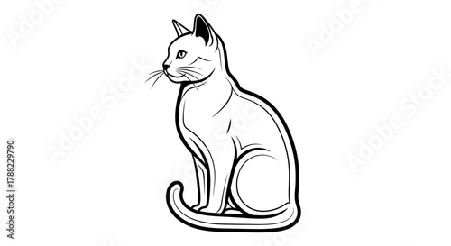 Elegant feline silhouette with a refined contour, creating an alluring minimalistic artistic piece
