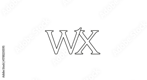 Minimalist typographic logo design with outlined letters: W, X, and a small number one integration