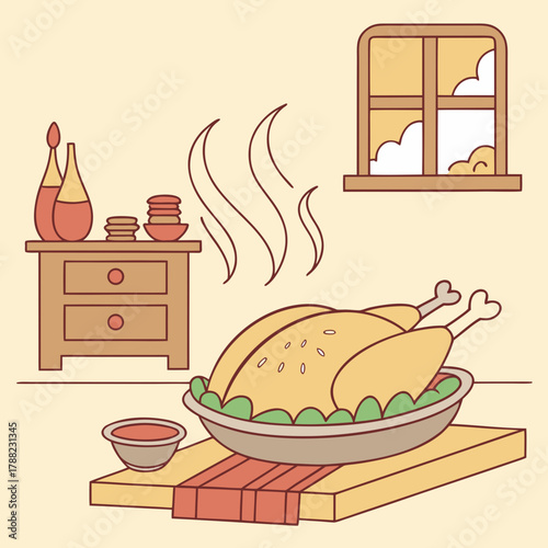 A delicious roasted chicken ready to be served