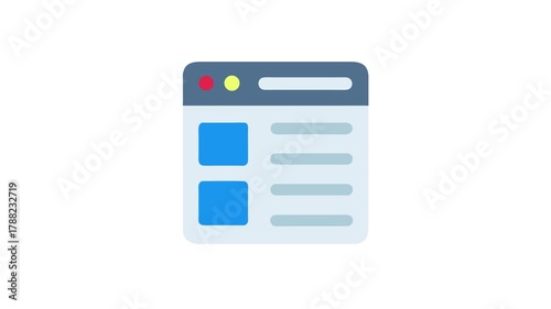 Flat design icon of a generic website interface view