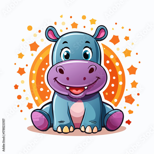 niedliches kleines Nilpferd - Cartoon Comic Stil